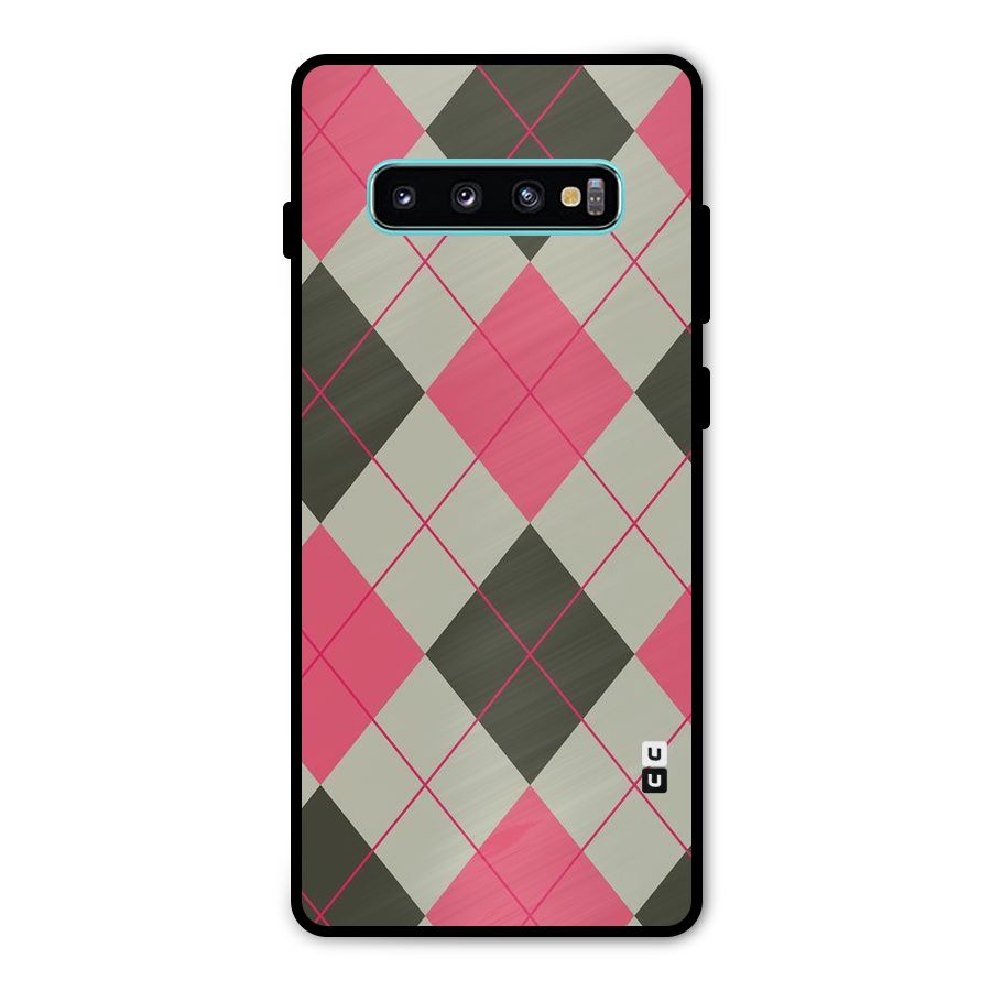 Check And Lines Metal Back Case for Galaxy S10 Plus