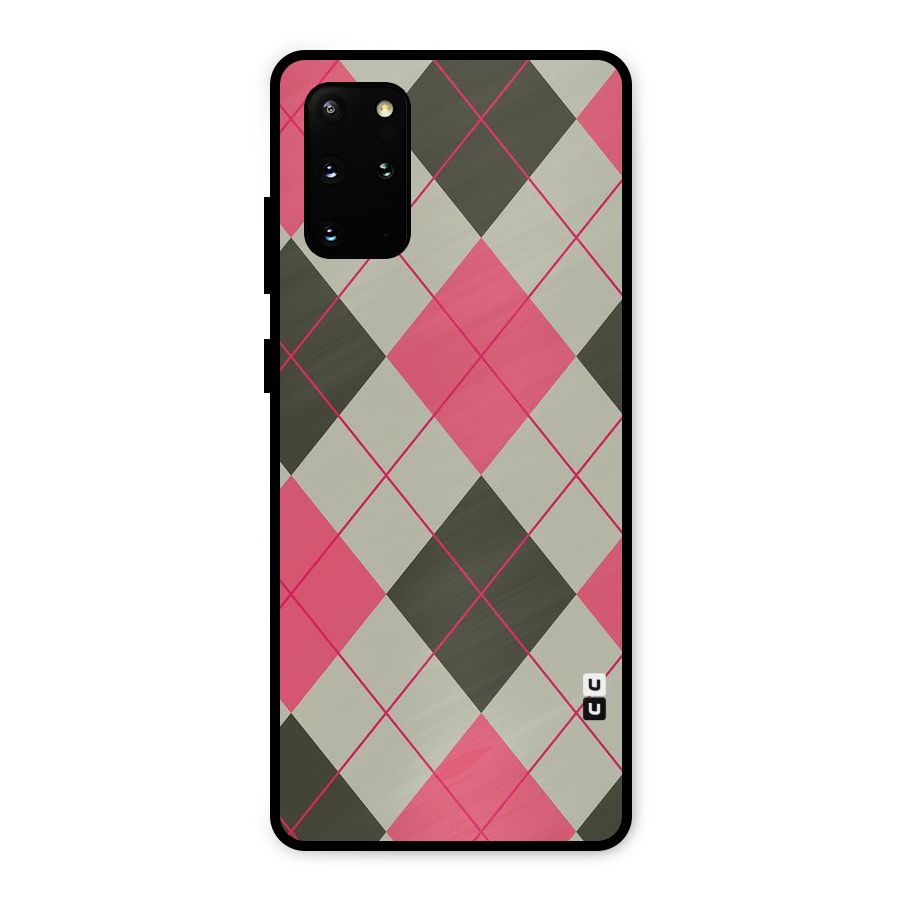 Check And Lines Metal Back Case for Galaxy S20 Plus