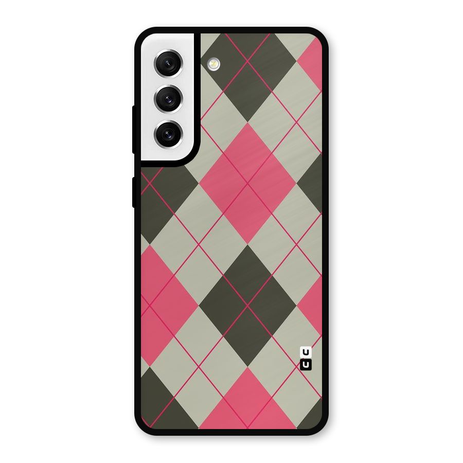 Check And Lines Metal Back Case for Galaxy S21 FE 5G