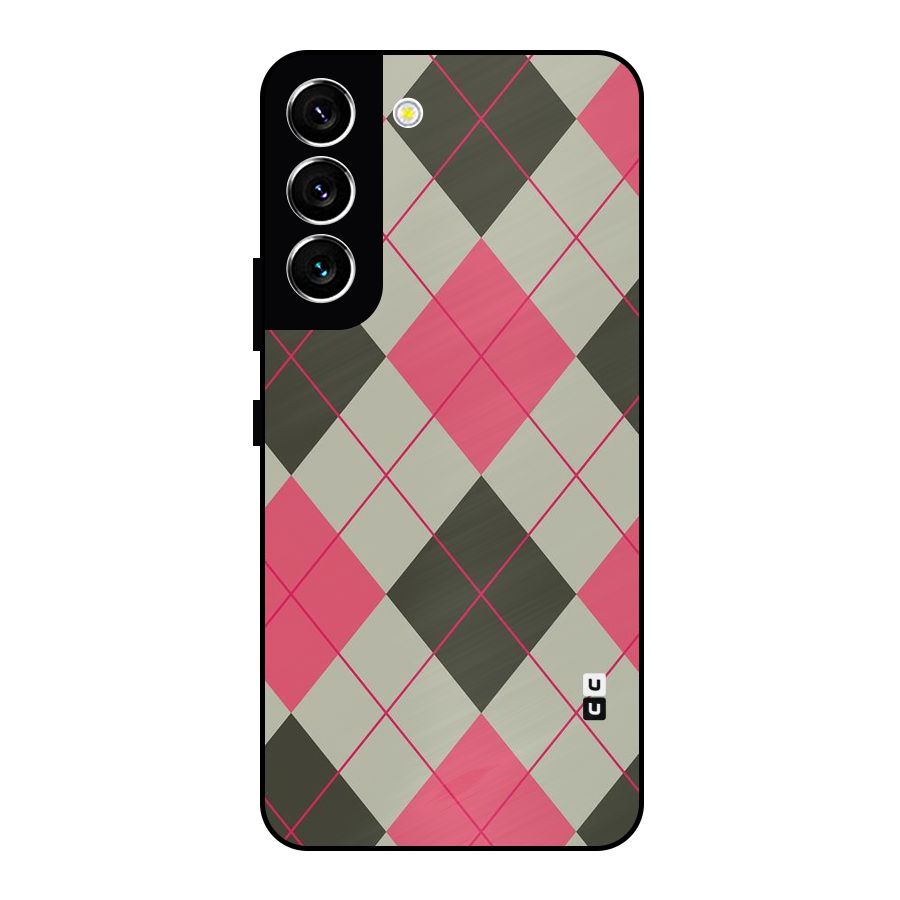 Check And Lines Metal Back Case for Galaxy S22 5G