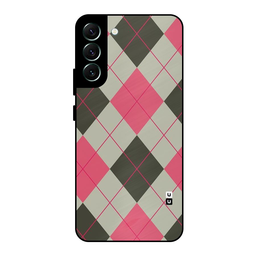 Check And Lines Metal Back Case for Galaxy S22 Plus 5G