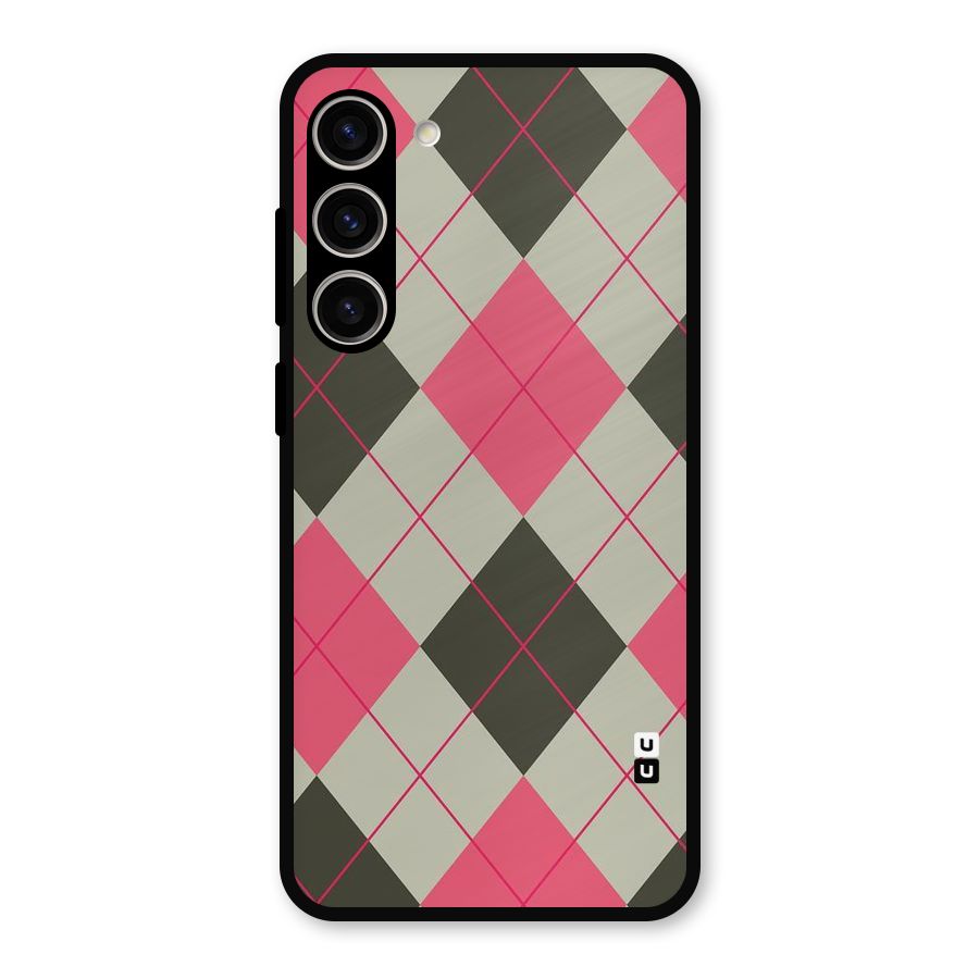 Check And Lines Metal Back Case for Galaxy S23 Plus