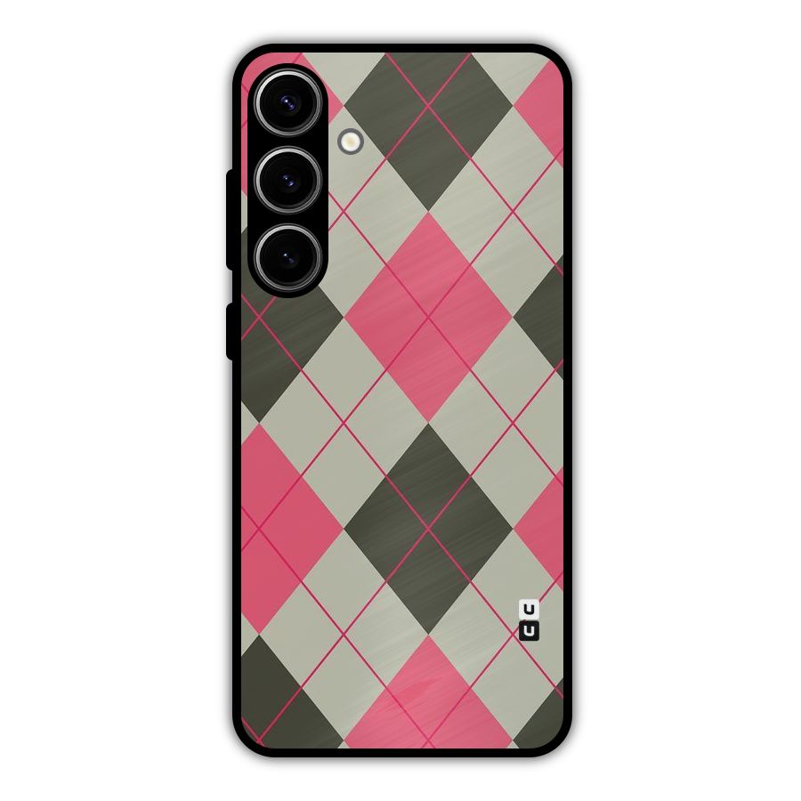 Check And Lines Metal Back Case for Galaxy S24 Plus