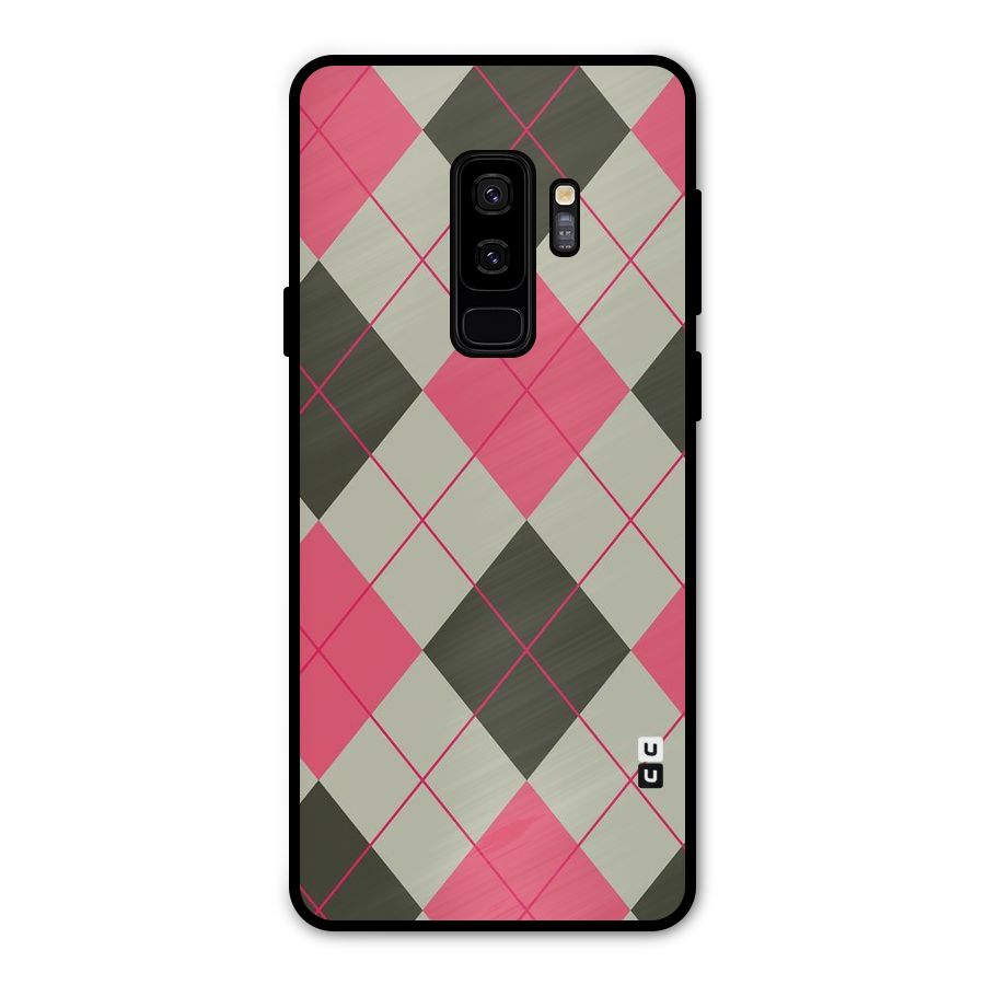 Check And Lines Metal Back Case for Galaxy S9 Plus