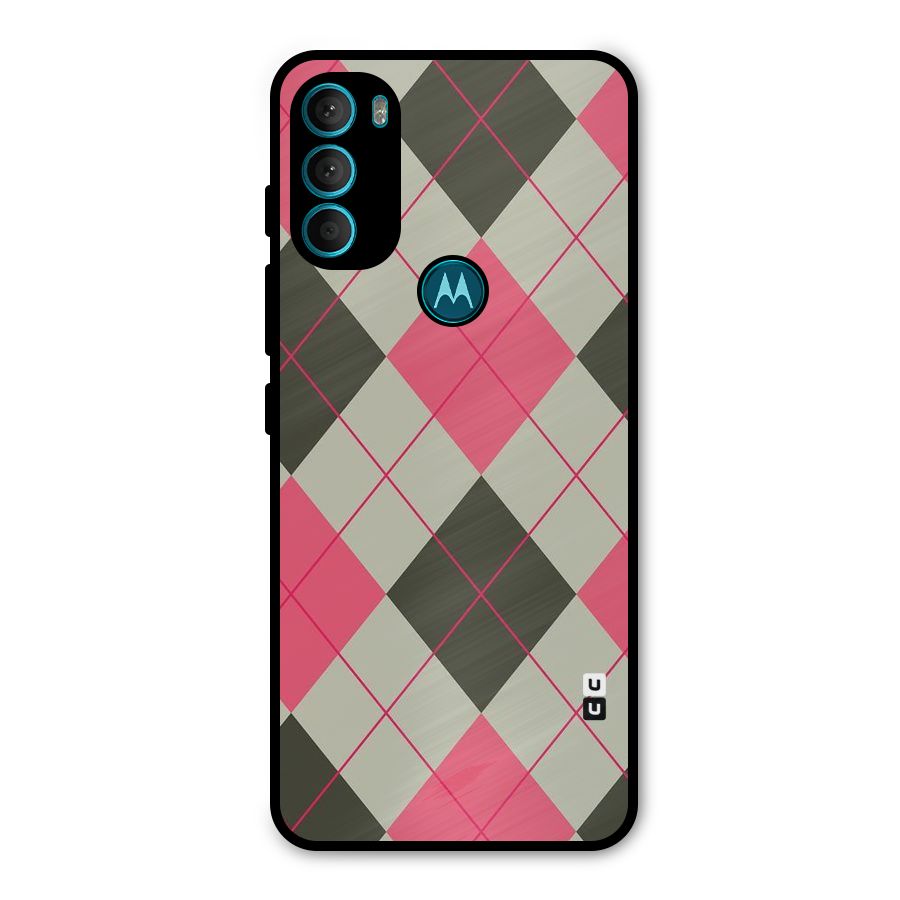 Check And Lines Metal Back Case for Moto G71 5G