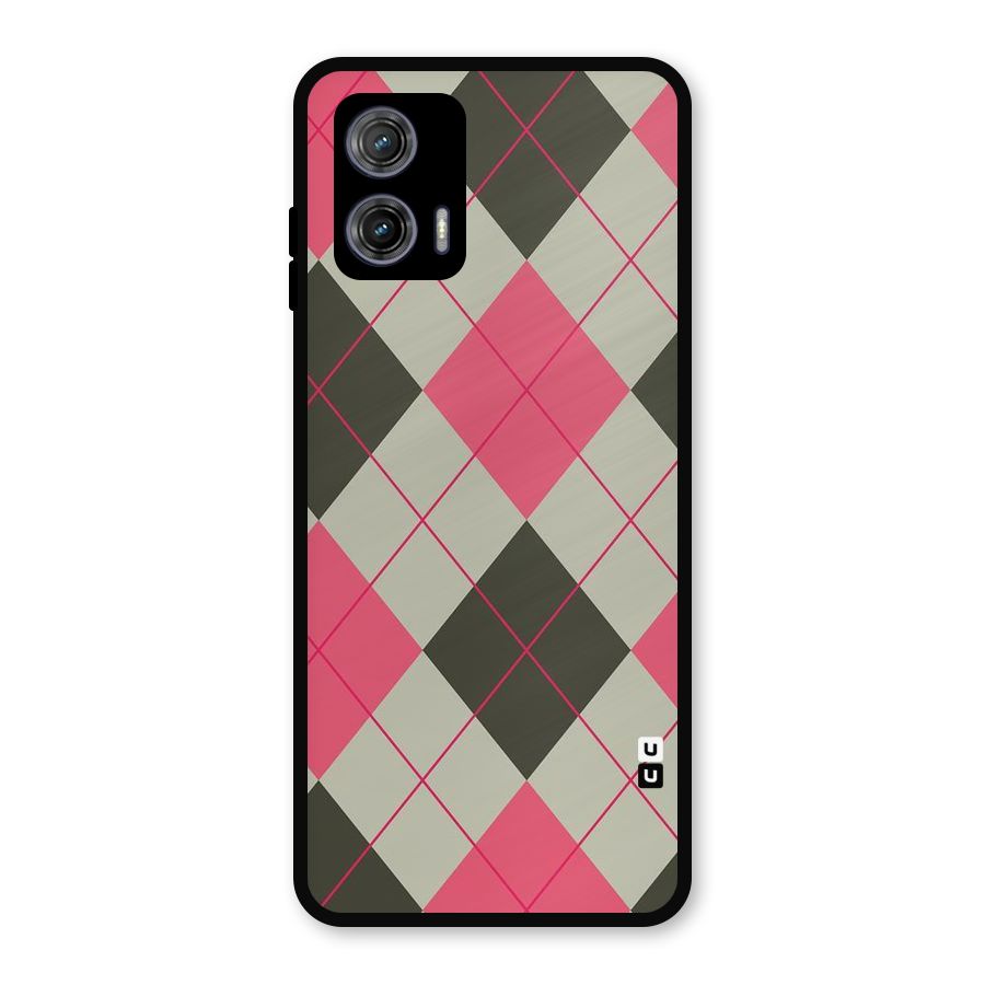 Check And Lines Metal Back Case for Moto G73