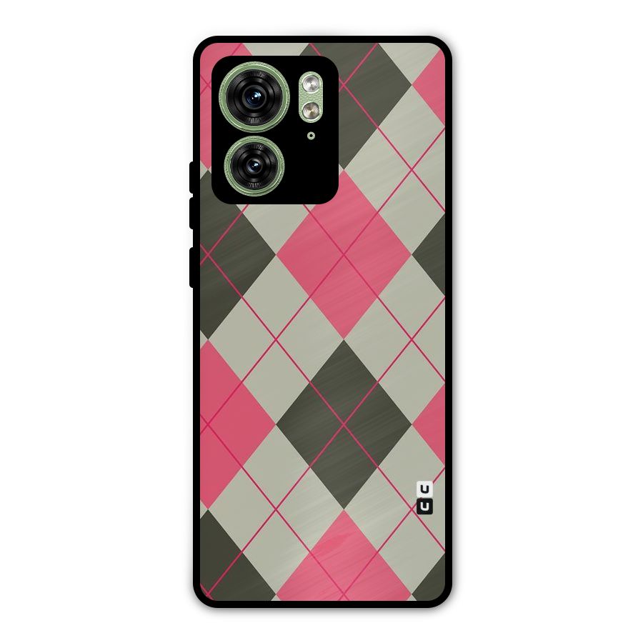 Check And Lines Metal Back Case for Motorola Edge 40 5G