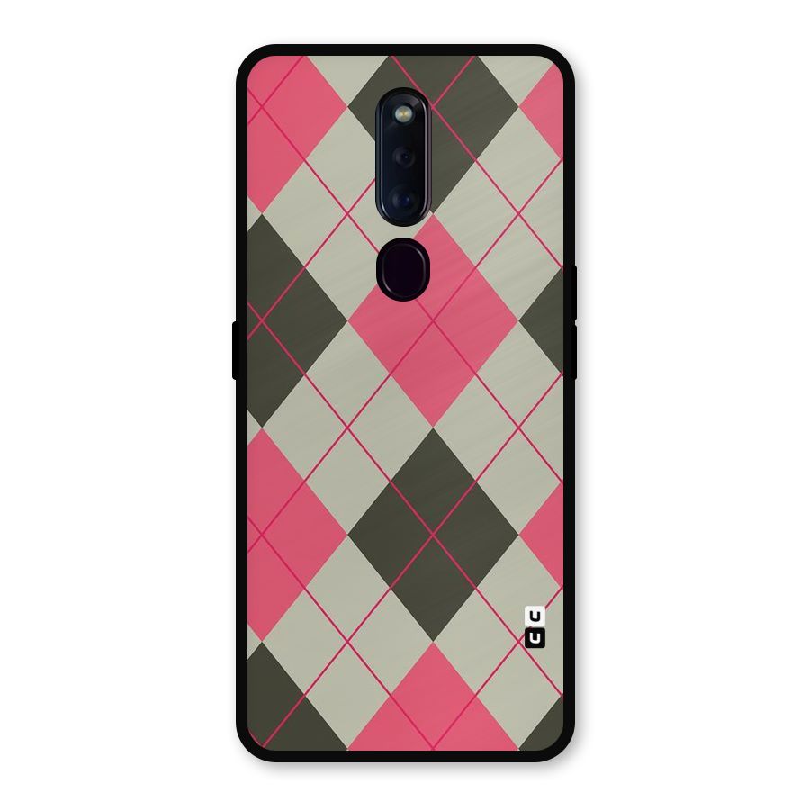 Check And Lines Metal Back Case for Oppo F11 Pro