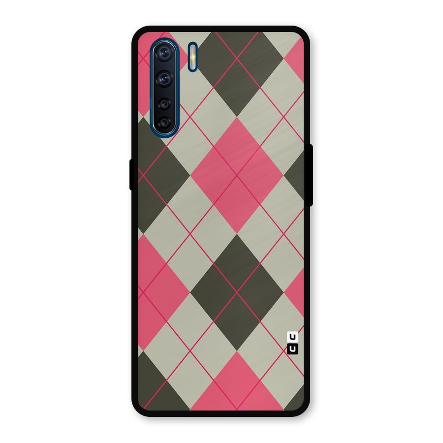 Check And Lines Metal Back Case for Oppo F15