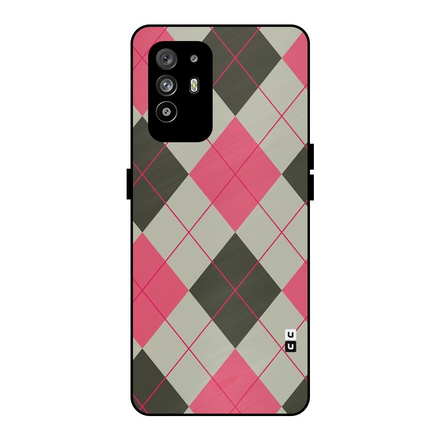 Check And Lines Metal Back Case for Oppo F19 Pro Plus 5G