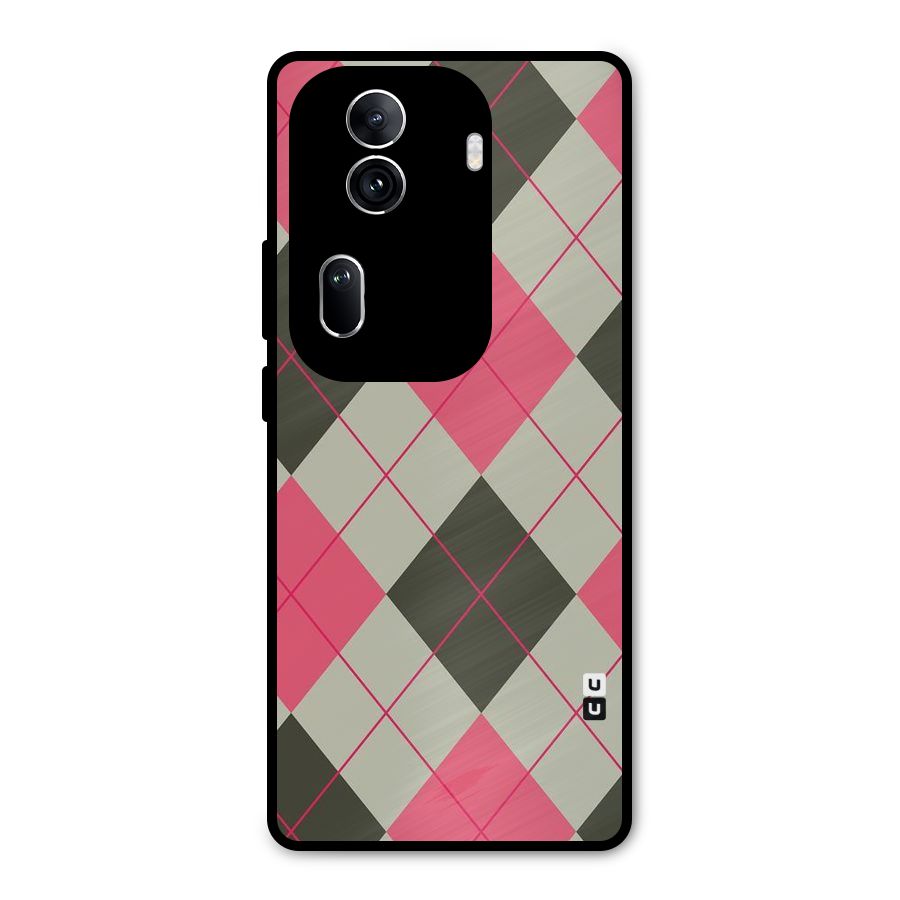 Check And Lines Metal Back Case for Oppo Reno11 Pro 5G