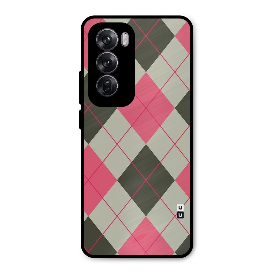 Check And Lines Metal Back Case for Oppo Reno12 Pro