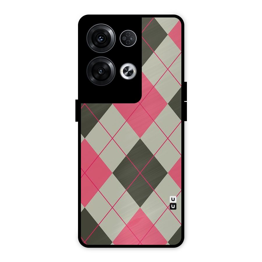 Check And Lines Metal Back Case for Oppo Reno8 Pro 5G