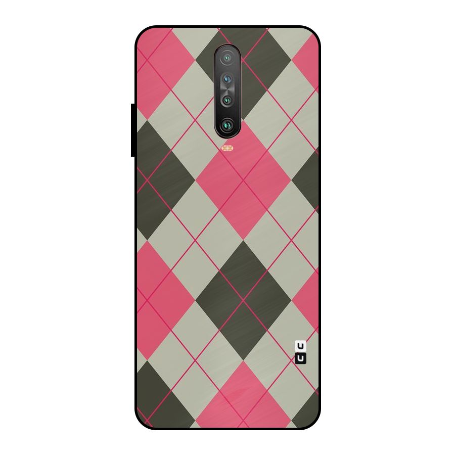 Check And Lines Metal Back Case for Poco X2