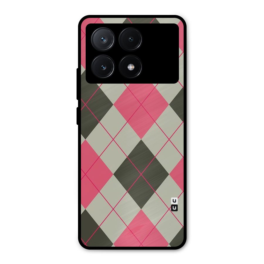 Check And Lines Metal Back Case for Poco X6 Pro