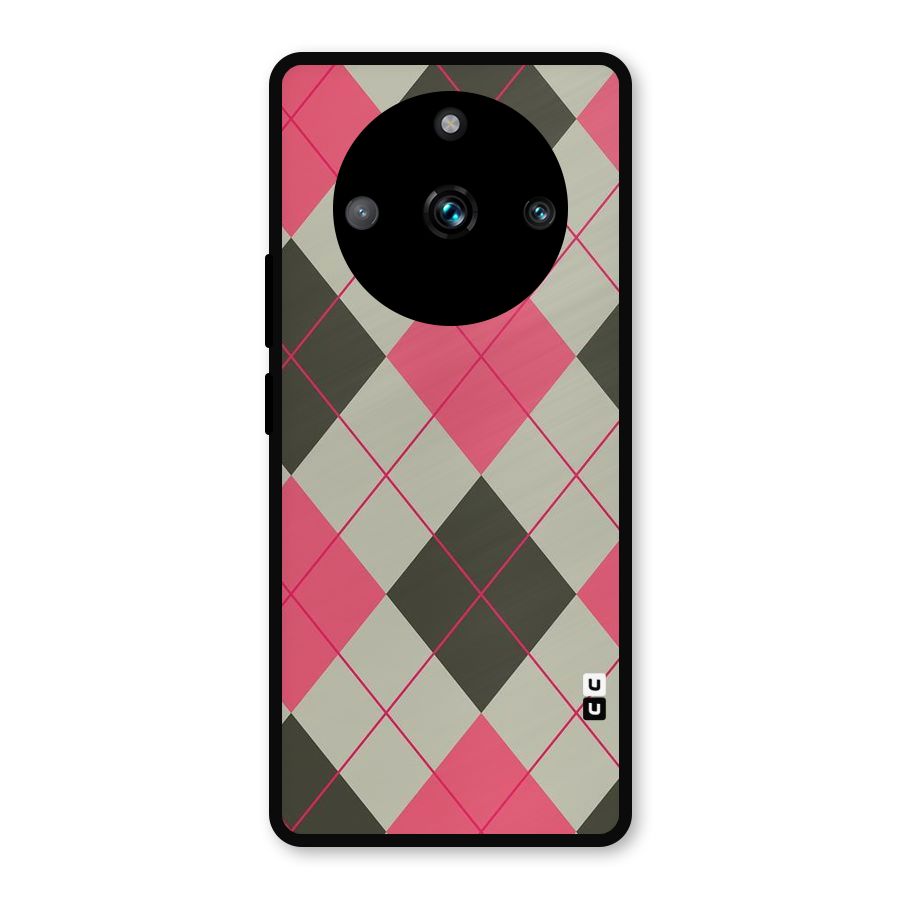 Check And Lines Metal Back Case for Realme 11 Pro Plus