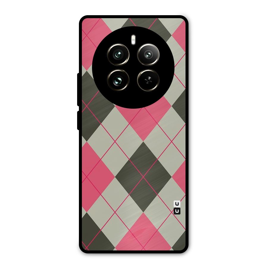 Check And Lines Metal Back Case for Realme 12 Pro