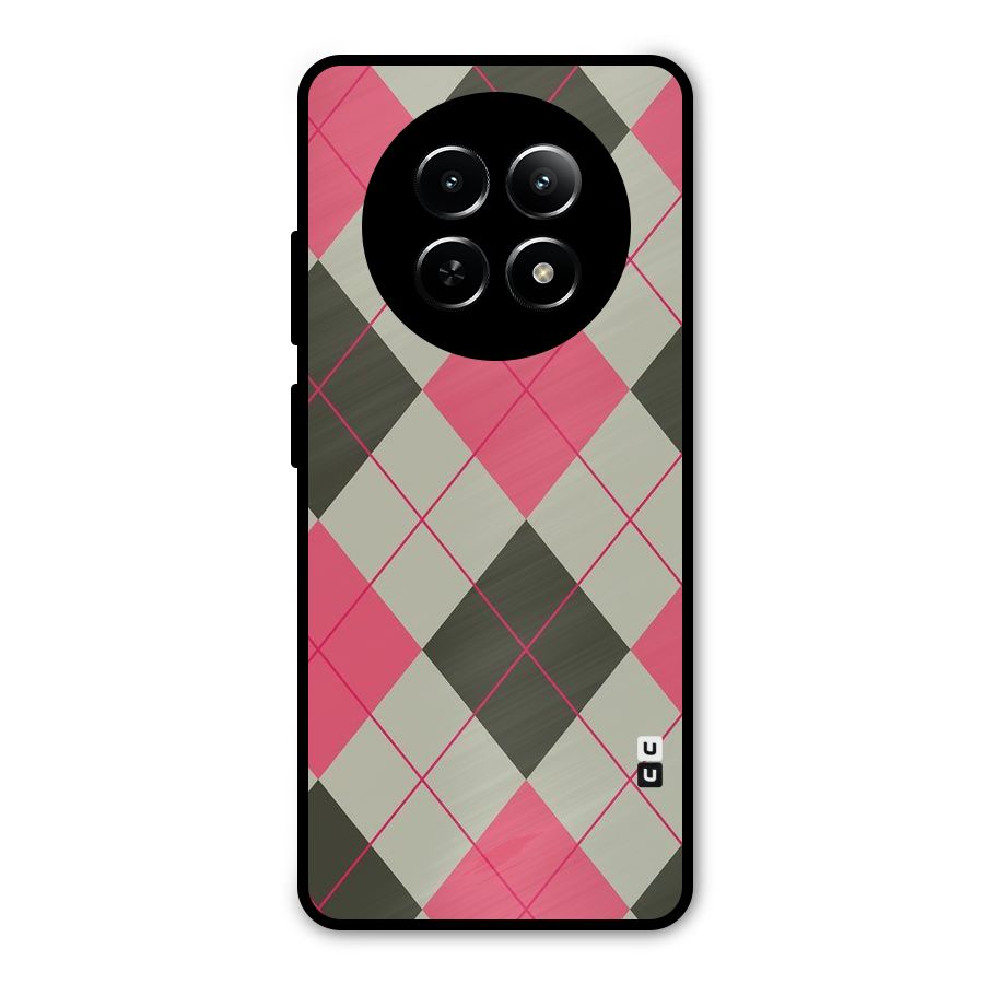 Check And Lines Metal Back Case for Realme 12x 5G
