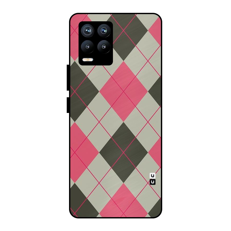 Check And Lines Metal Back Case for Realme 8 Pro