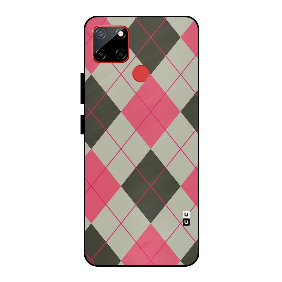 Check And Lines Metal Back Case for Realme C12