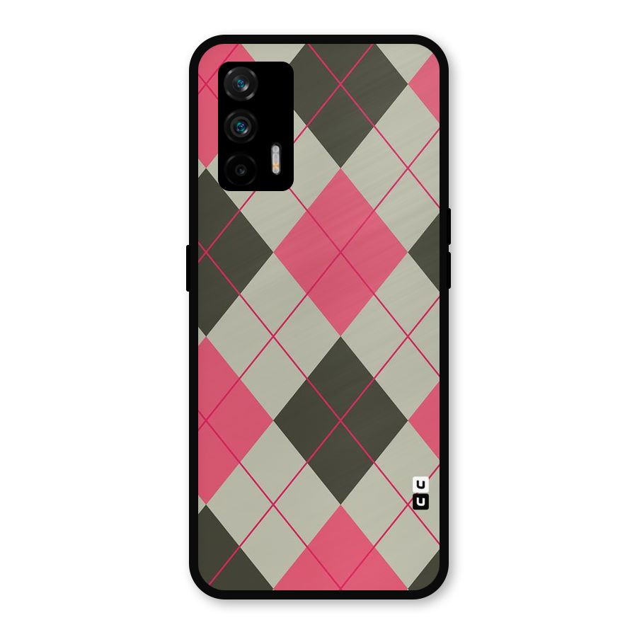 Check And Lines Metal Back Case for Realme GT 5G