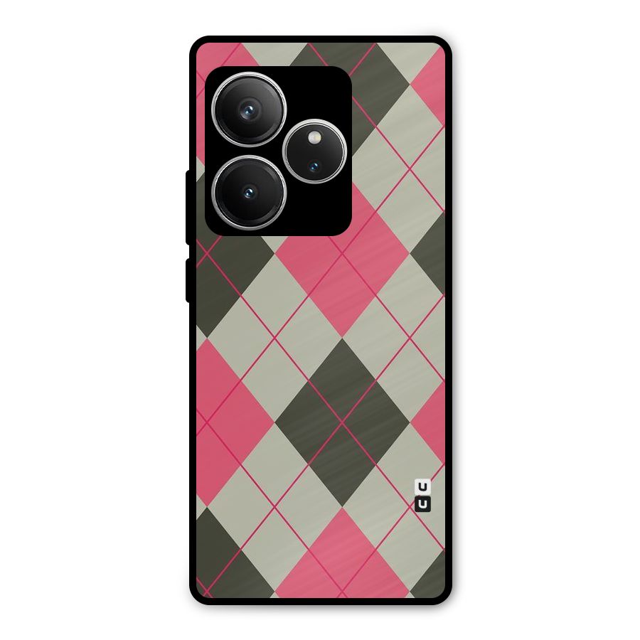 Check And Lines Metal Back Case for Realme GT 6