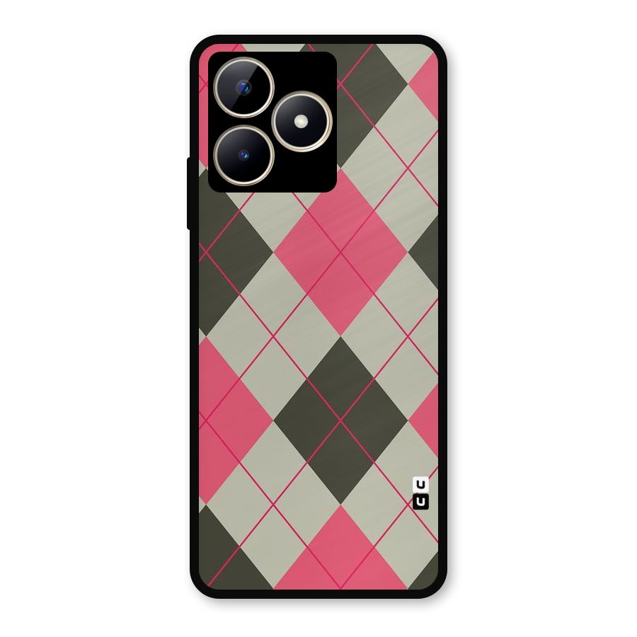 Check And Lines Metal Back Case for Realme Narzo N53