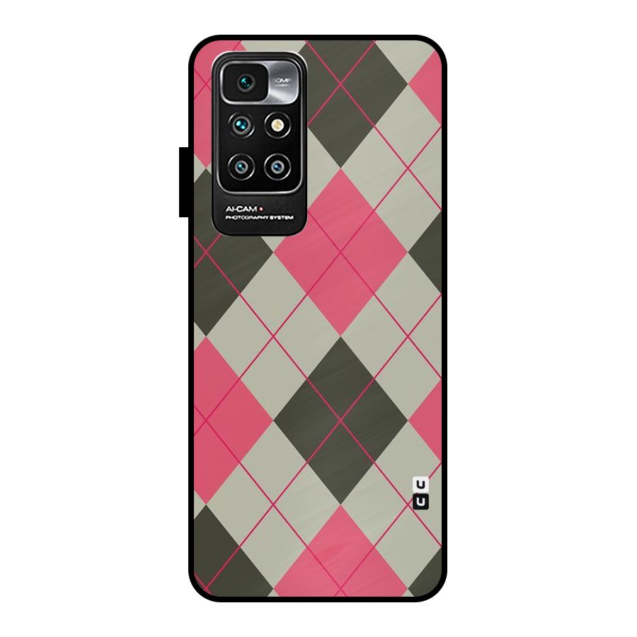 Check And Lines Metal Back Case for Redmi 10 Prime