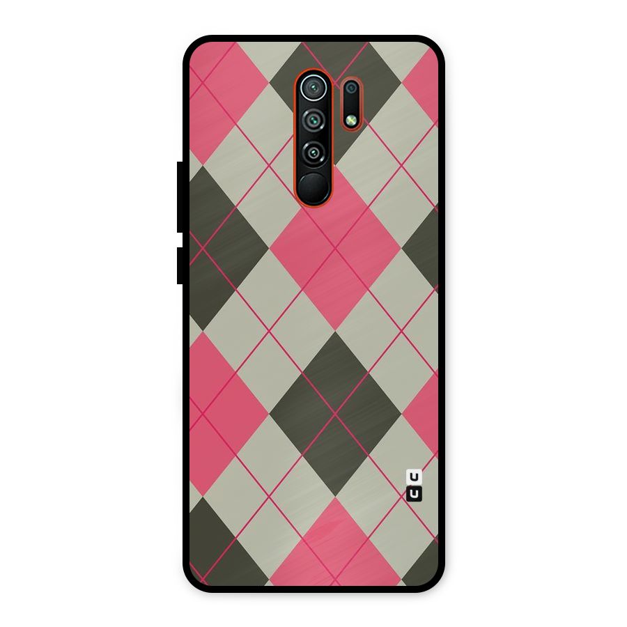 Check And Lines Metal Back Case for Redmi 9 Prime