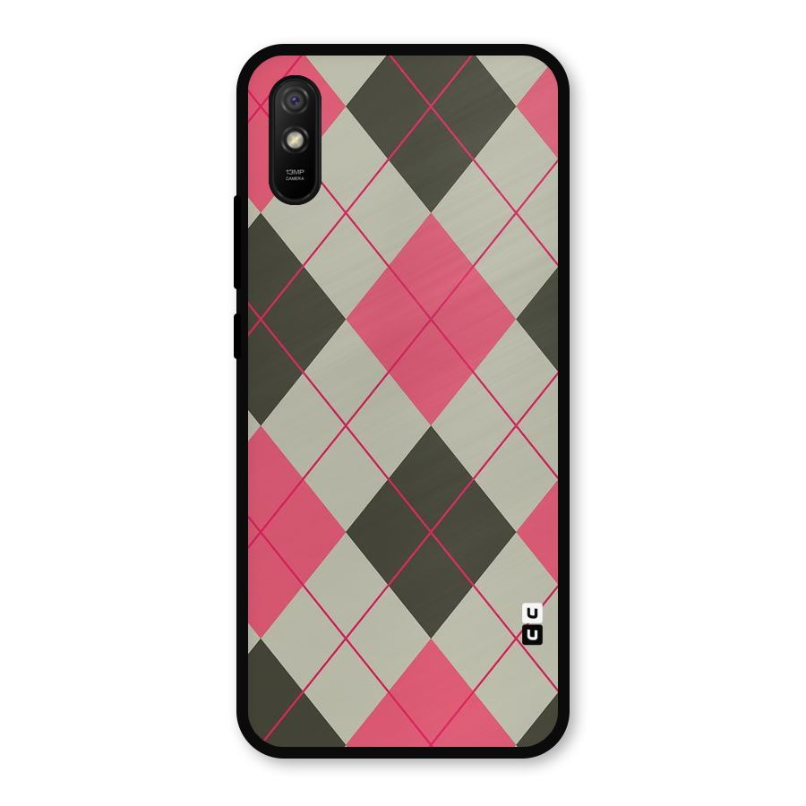 Check And Lines Metal Back Case for Redmi 9a