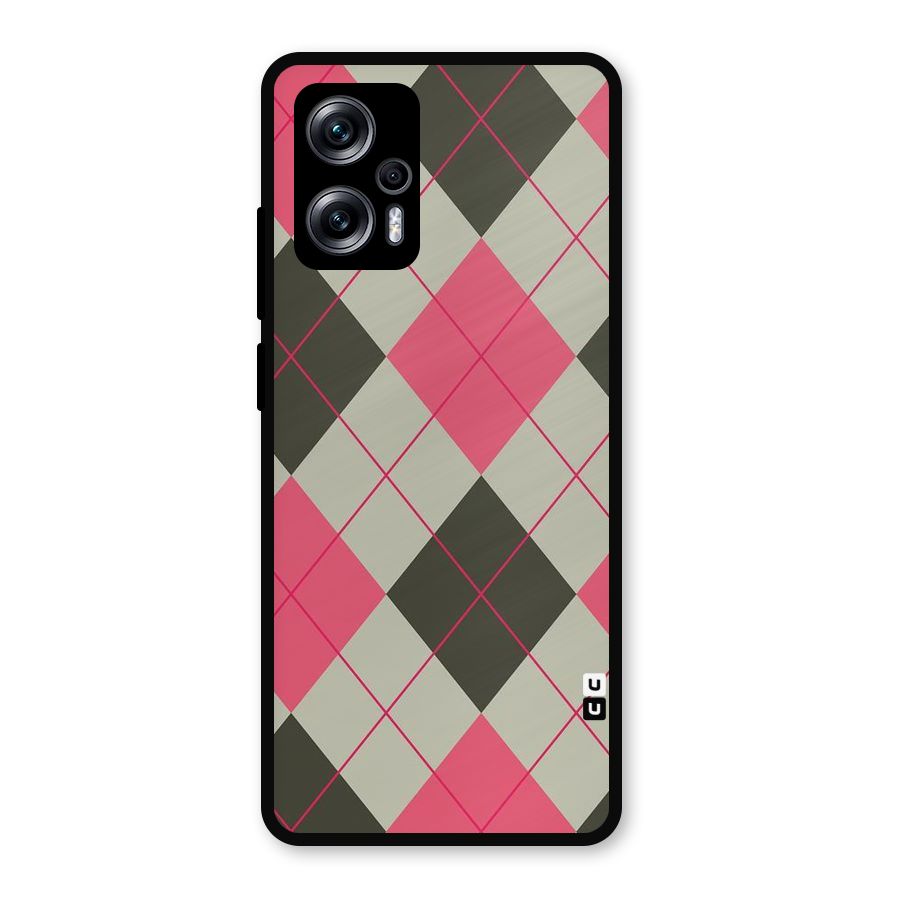 Check And Lines Metal Back Case for Redmi K50i