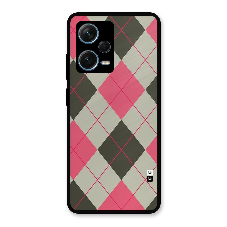 Check And Lines Metal Back Case for Redmi Note 12 Pro Plus 5G