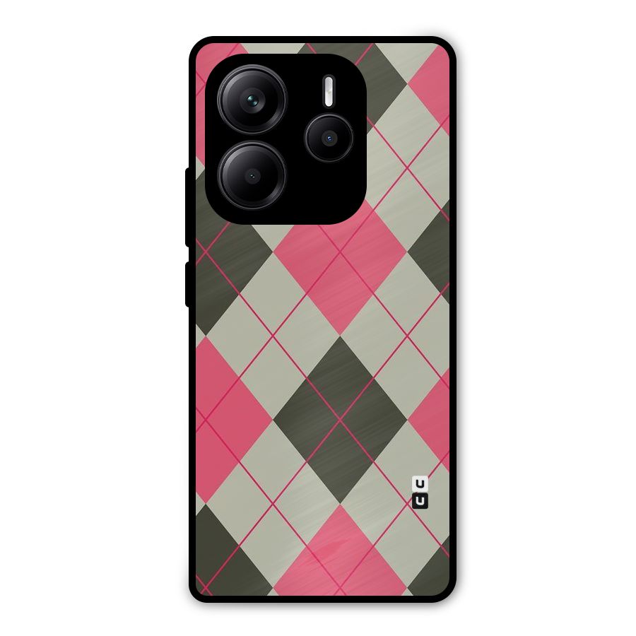 Check And Lines Metal Back Case for Redmi Note 14 5G
