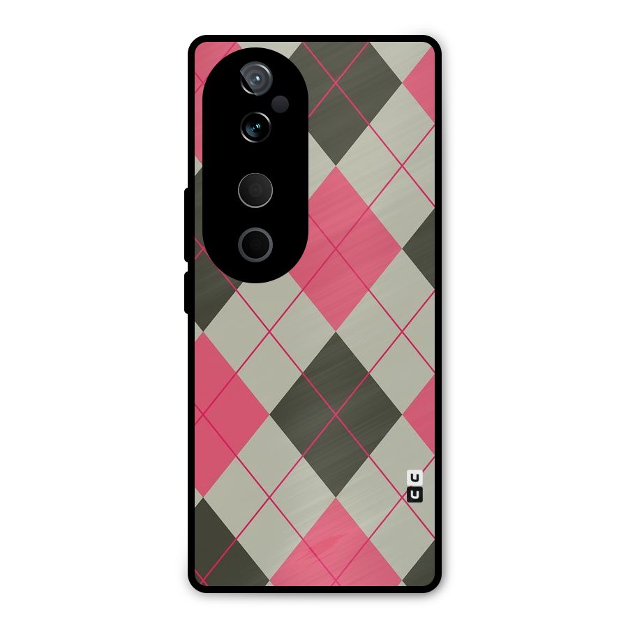 Check And Lines Metal Back Case for Vivo T3 Ultra