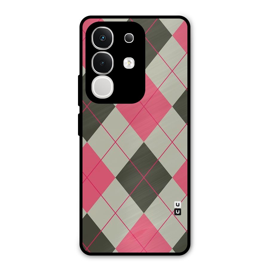 Check And Lines Metal Back Case for Vivo T4x