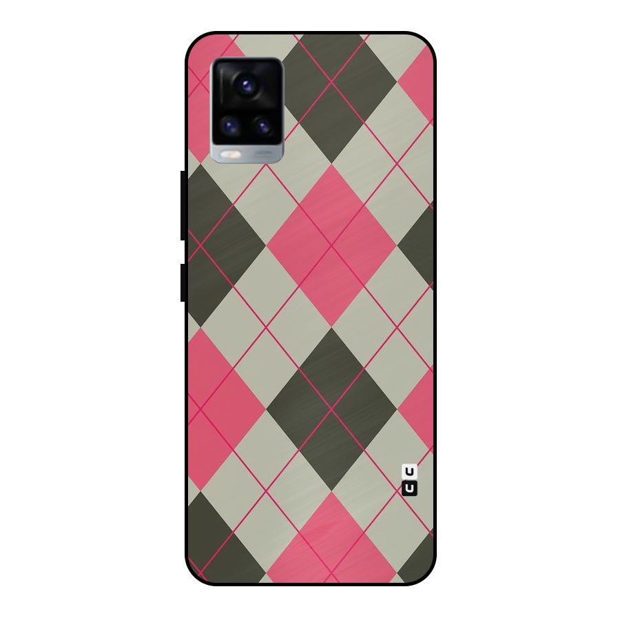 Check And Lines Metal Back Case for Vivo V20 2021