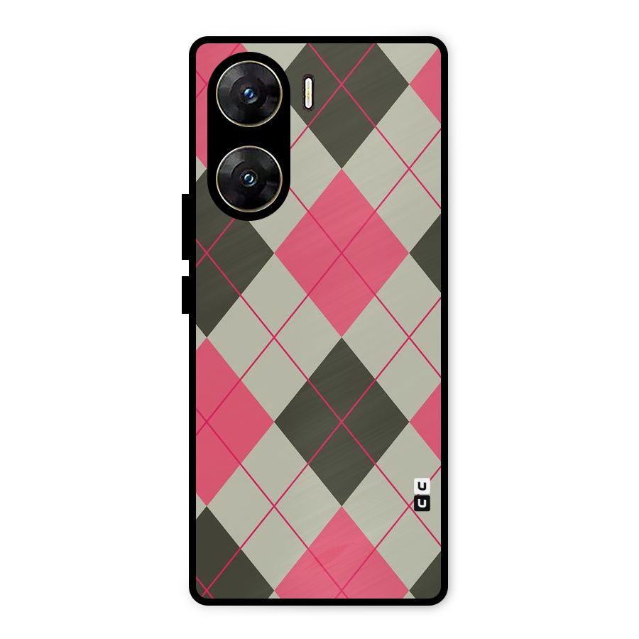 Check And Lines Metal Back Case for Vivo V29e