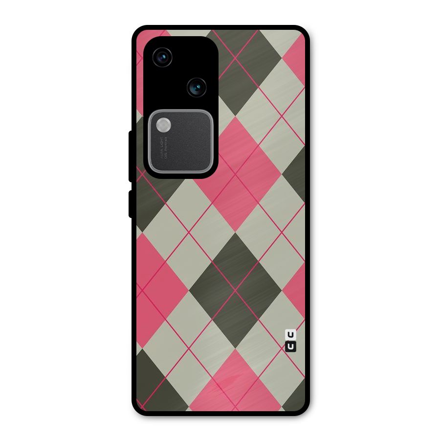Check And Lines Metal Back Case for Vivo V30