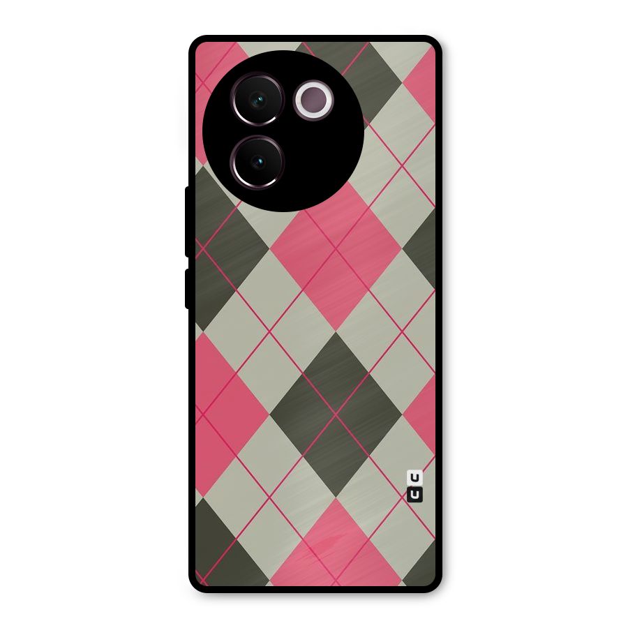 Check And Lines Metal Back Case for Vivo V30e