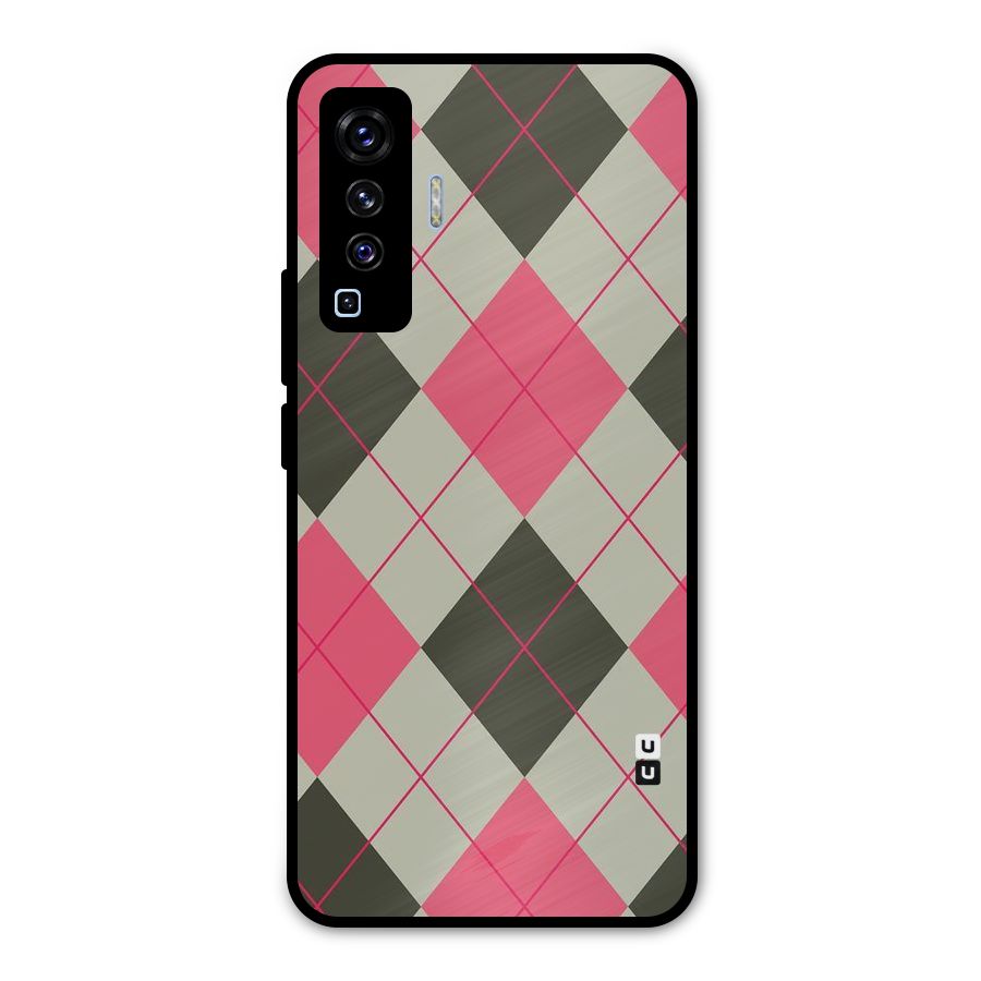 Check And Lines Metal Back Case for Vivo X50