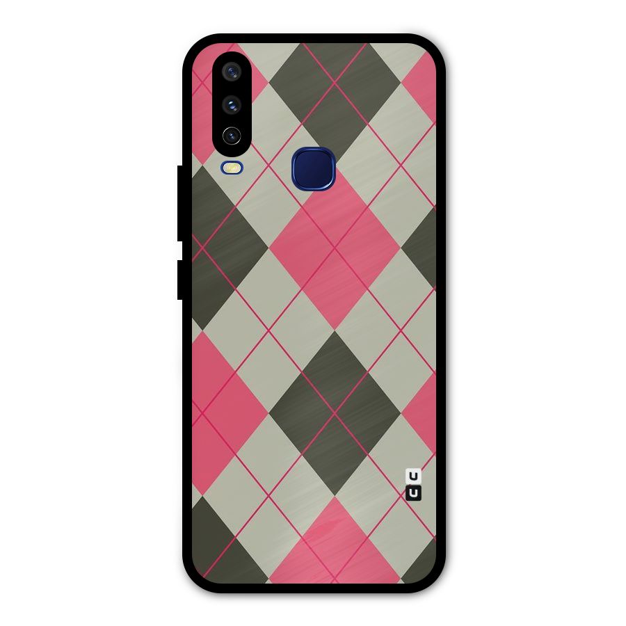 Check And Lines Metal Back Case for Vivo Y15