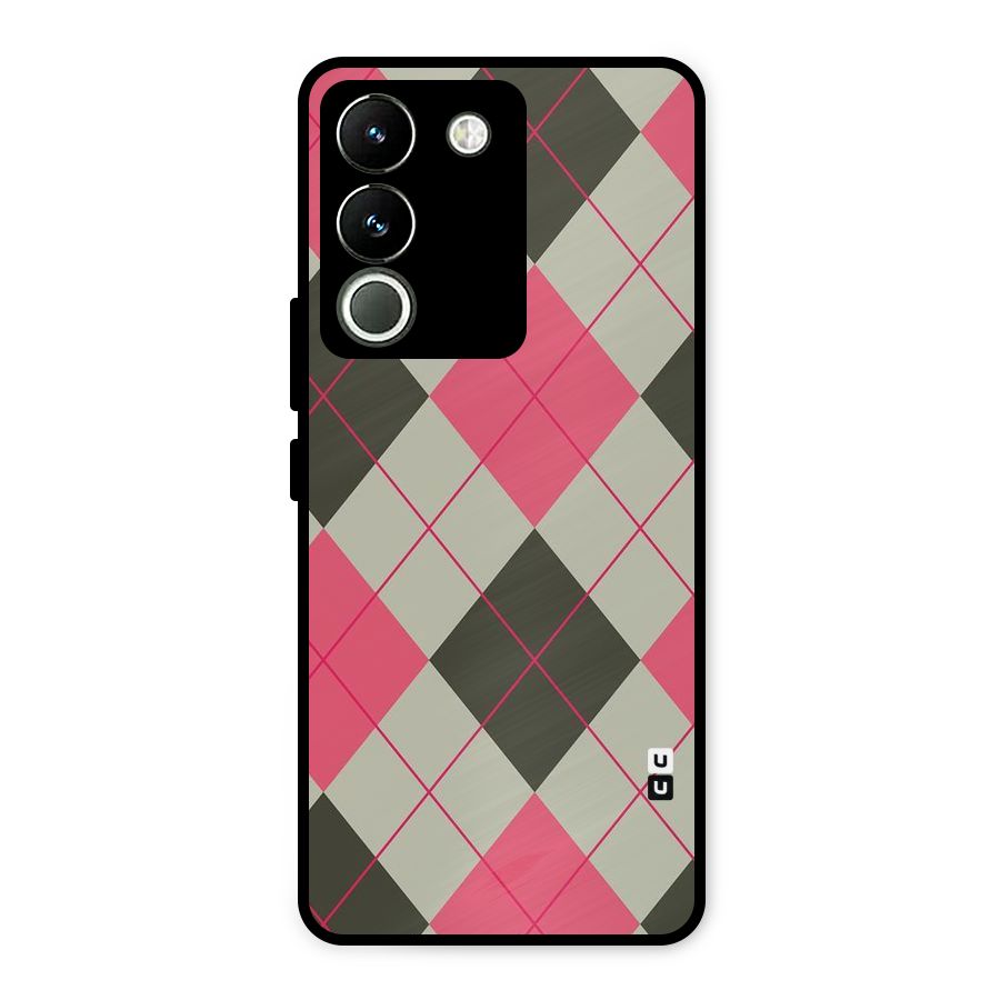 Check And Lines Metal Back Case for Vivo Y200