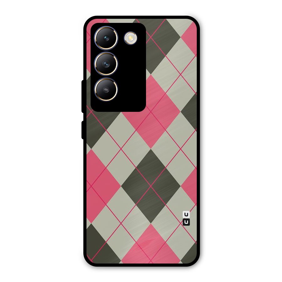 Check And Lines Metal Back Case for Vivo Y200e