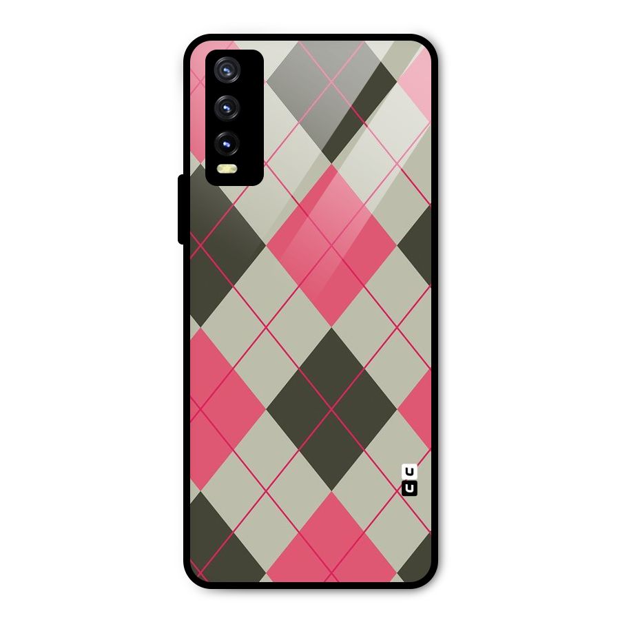 Check And Lines Metal Back Case for Vivo Y20i