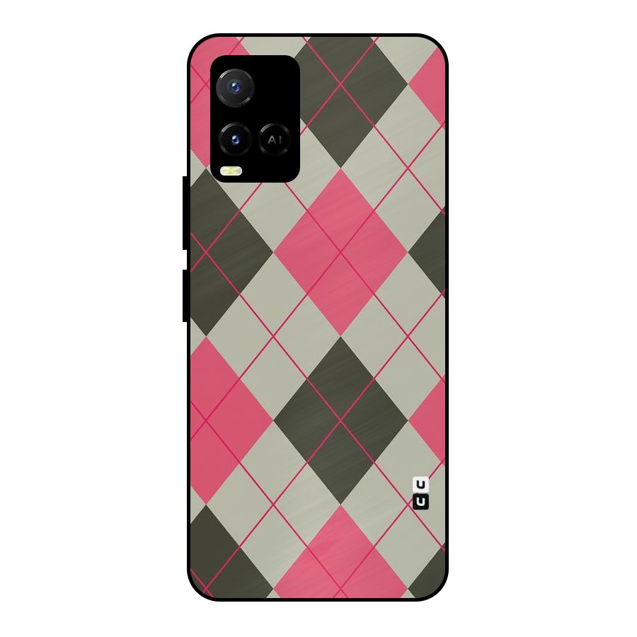 Check And Lines Metal Back Case for Vivo Y21
