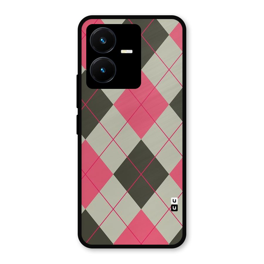 Check And Lines Metal Back Case for Vivo Y22