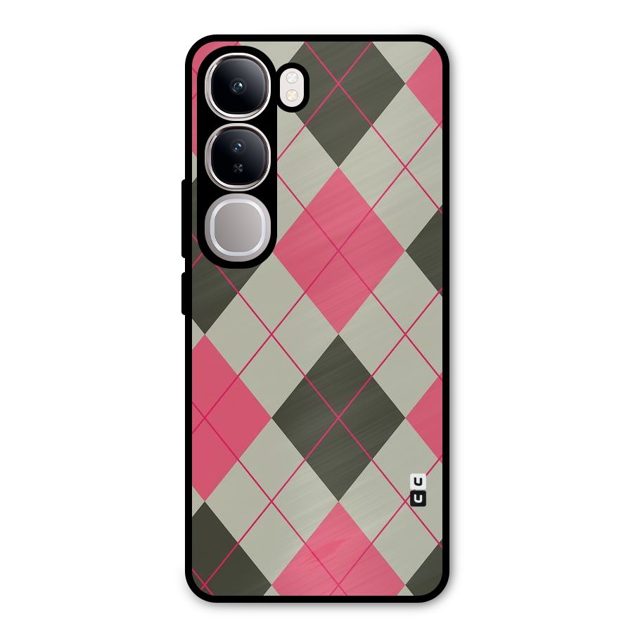 Check And Lines Metal Back Case for Vivo Y300