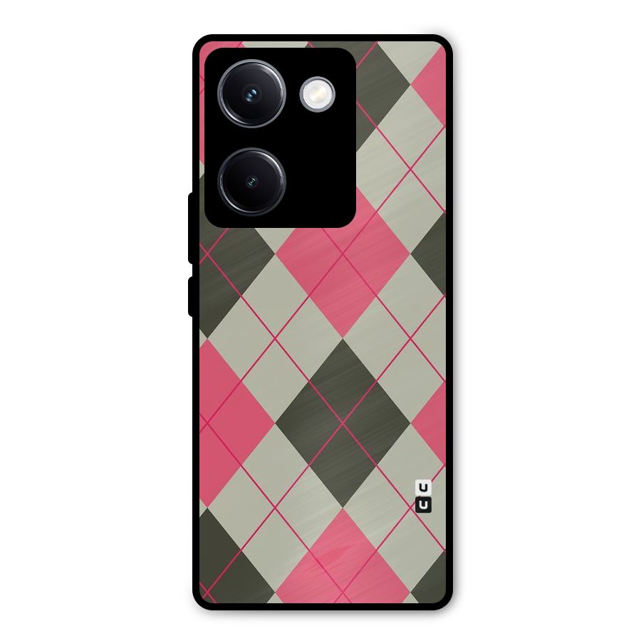 Check And Lines Metal Back Case for Vivo Y300 Plus
