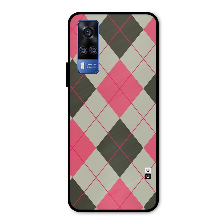 Check And Lines Metal Back Case for Vivo Y51A