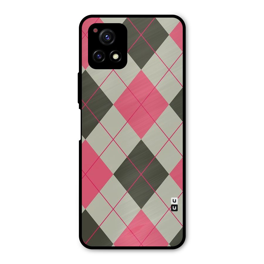 Check And Lines Metal Back Case for Vivo Y72 5G